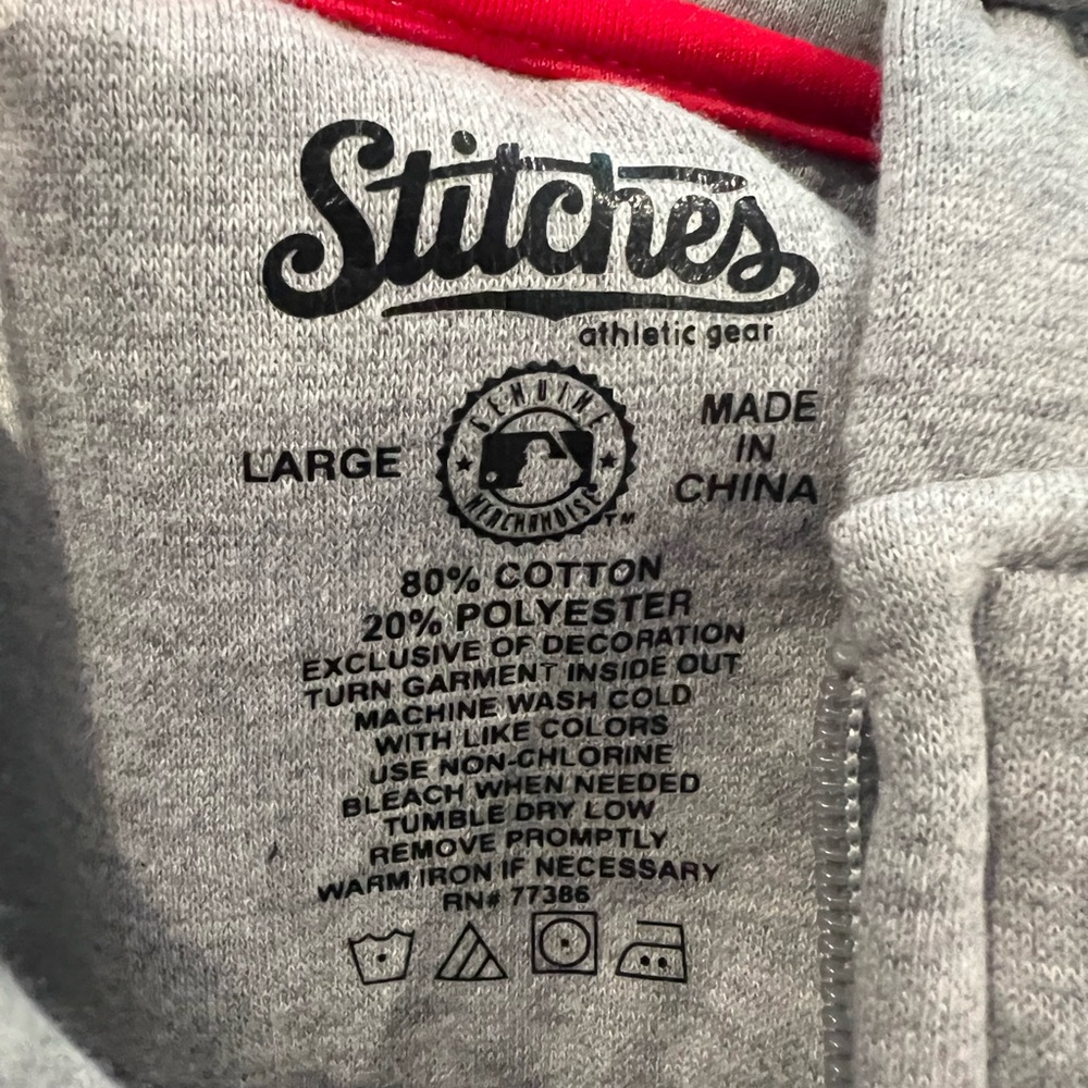 NWT Official Phillies Stitches Gray Zip Up Hoodie - Picture 3 of 6